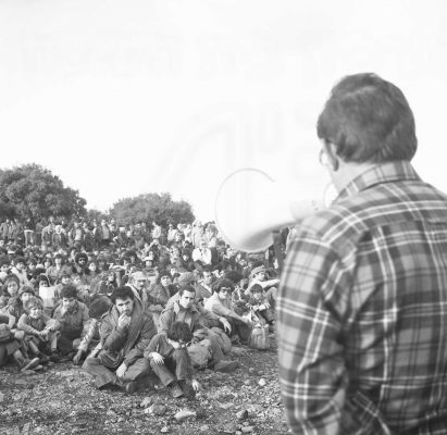 הפגנה נגד הרכבל למונפור שתוכנן מעל נחל כזיב 1970